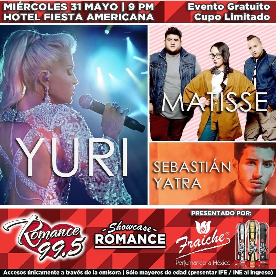 WestWoodEntt's tweet photo. Hoy no te pierdas a @Matisse_Mx y @OficialYuri en vivo y en directo desde el #ShowcaseRomance de @Romance995FM en #Guadalajara 👏🏼🙌🏼👌🏼 https://t.co/BVBTdaKZwS