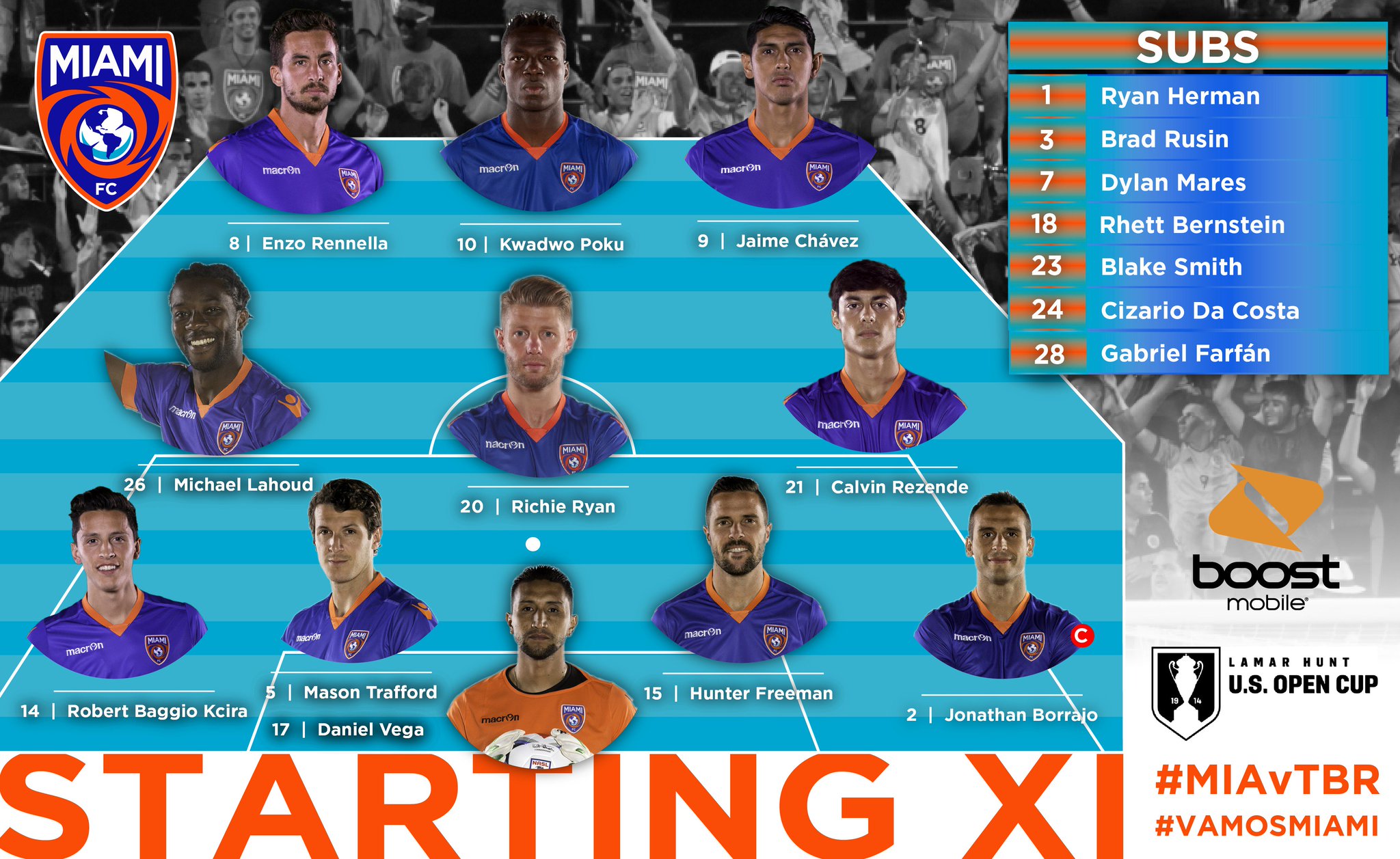 Miami FC on Twitter "Here is tonight's StartingXI for MIAvTBR!! 