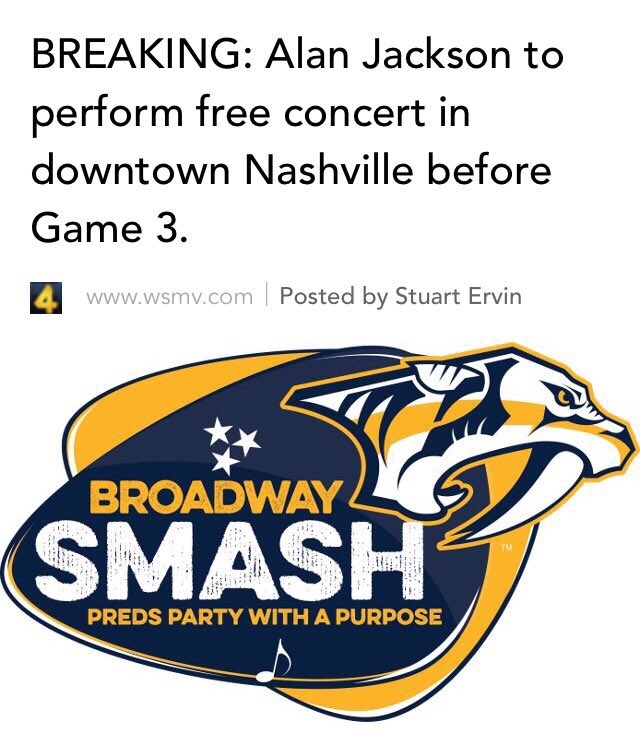 NashvilleBecca's tweet photo. Saturday night, join the madness downtown before the @PredsNHL play game 3 of the Stanley Cup for a FREE @OfficialJackson concert! https://t.co/8hVxFH50u9