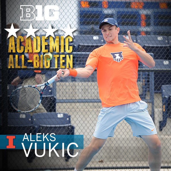 .<a href="/IlliniMTennis/">Illinois Men's Tennis</a> record holder for most wins in a single season Aleks Vukic is now a two-time Academic All-Big Ten honoree.