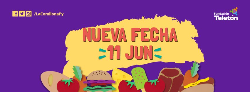 TeletonParaguay's tweet photo. 📣Por pronóstico de lluvia, La Comilona pasa al 11 de junio en el Puerto de Asunción. Te esperamos poner #ManosAlaOlla https://t.co/rWj03BMeSk