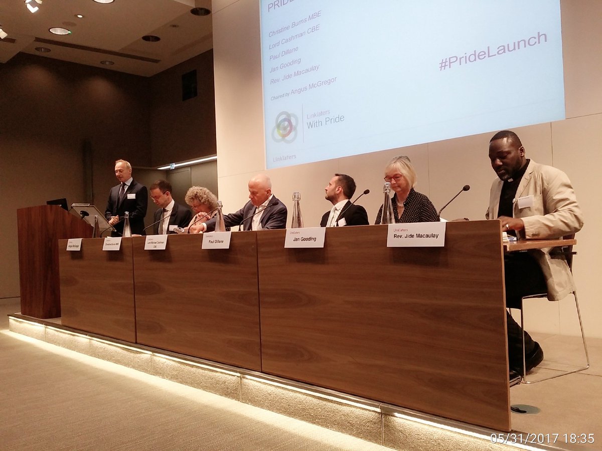 PJSamuelsPoet's tweet photo. Fantastic panel assembled for #PrideLaunch @LinklatersLLP @RevJide @Paul_Dillane very informative evening. Thank you! https://t.co/bpd0MI3rXs