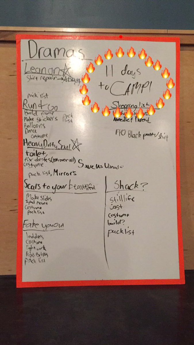 xmproduction's tweet photo. ELEVEN. DAYS. UNTIL. CAMP. 🎉🎉🔥🔥 #todolist #somuch #soexcited https://t.co/ZpFRwfip24