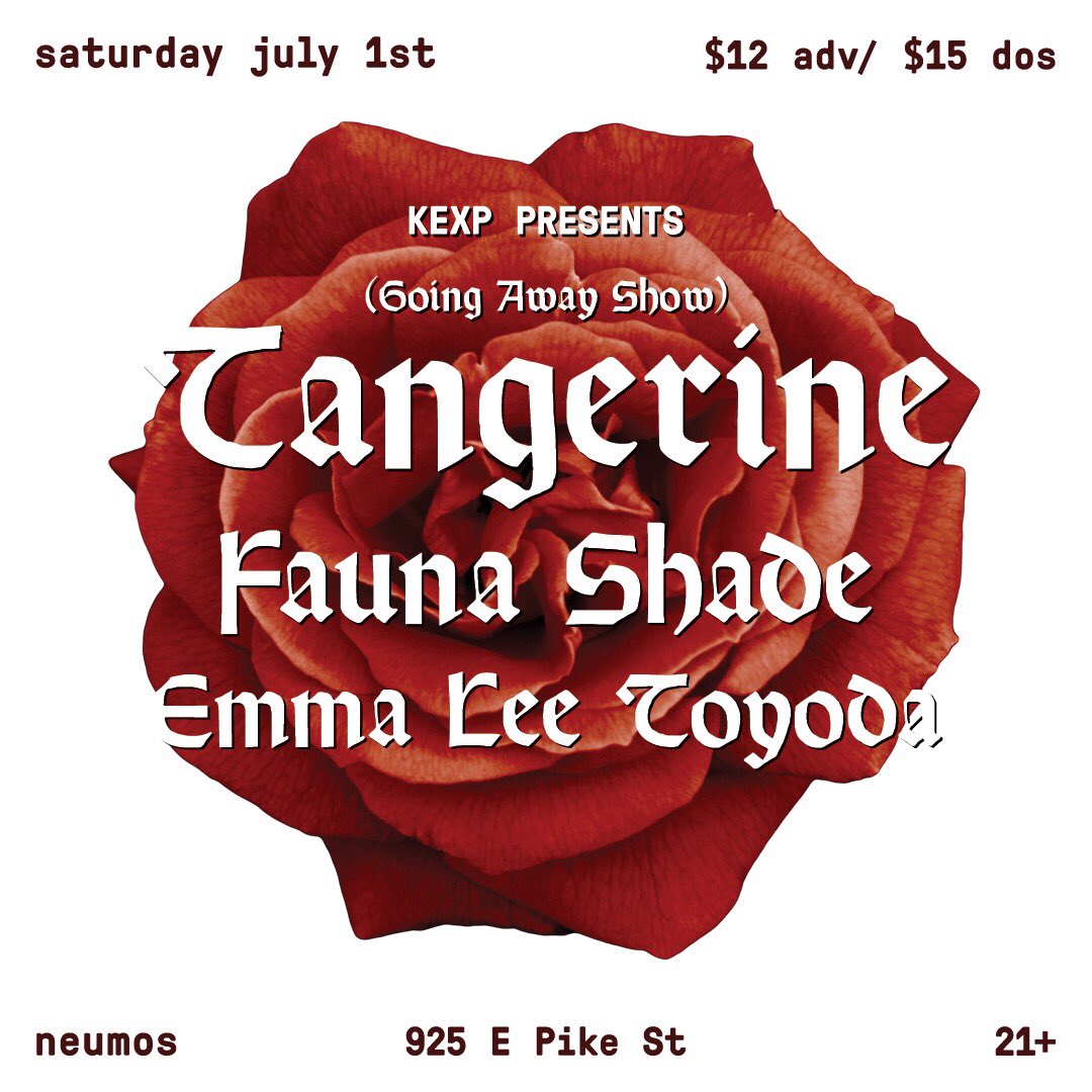 tangerine_band's tweet photo. Lovely poster for our going-away show Saturday July 1 at @Neumos by Martin Lindberg 🌹ticket link in our bio https://t.co/SkElk9OEsA