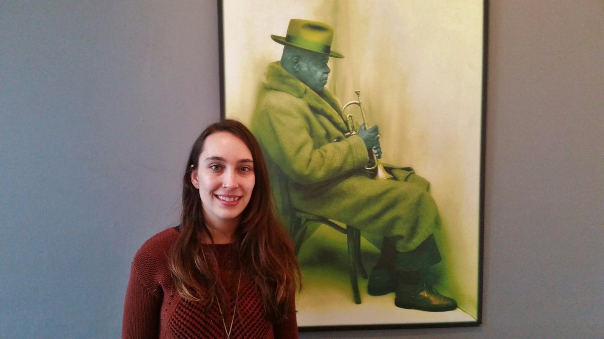 Our youth Kayla standing next to some of the cool artwork displayed at her work experience <a href="/IFfilmschool/">InFocus Film School</a> TY to <a href="/Coast_Capital/">Coast Capital</a> 4 the support!