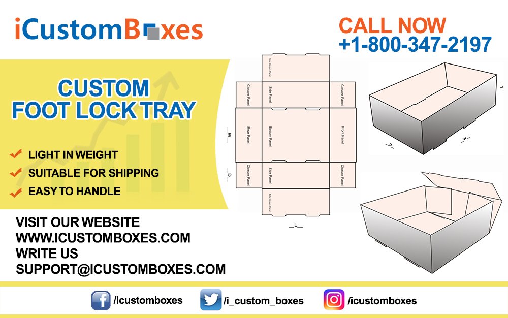 Custom Foot Lock Tray
iCustomboxes provide packaging and printing Services
#CustomFootLockTray #Custom #Foot #Lock #Tray