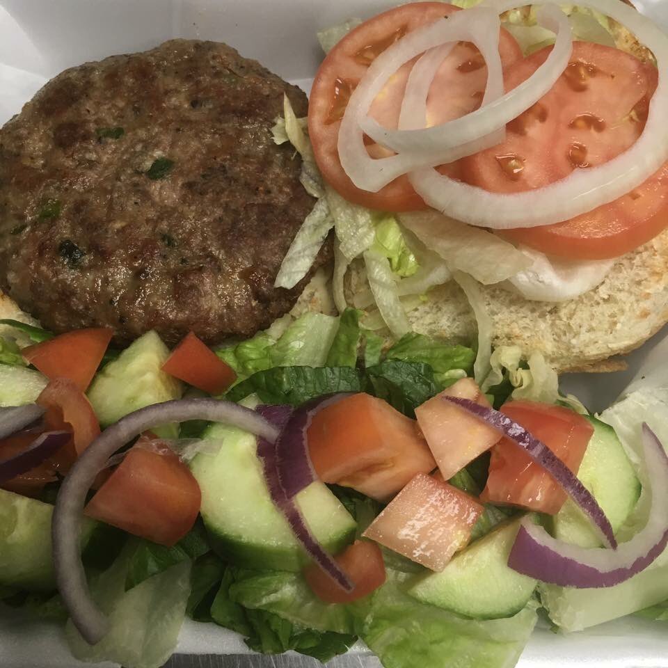 NEW menu item. 1\2lb Sicilian Cheese Burger with your choice of side (home fries or salad) on sale for $8.99. #HamOnt #burgertime