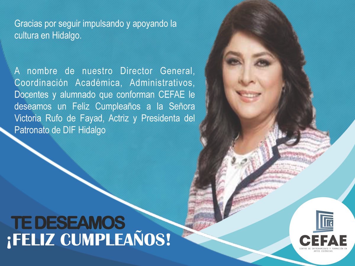 cefae_pachuca's tweet photo. @victoriaruffo31 Gracias por seguir impulsando y apoyando la cultura en Hidalgo  @DIF_Pachuca @difhgo #FeliizCumpleaños https://t.co/vUA1VSALoV