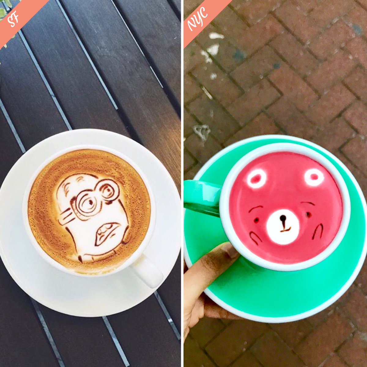 fromwhereweeat's tweet photo. Happy hump-day with these cuties! Latte art from @EliteAudioCafe and #sweetmomentnyc for a mid-week caffeine fix https://t.co/LJcyHNcJrE https://t.co/kCxpN4IBHa