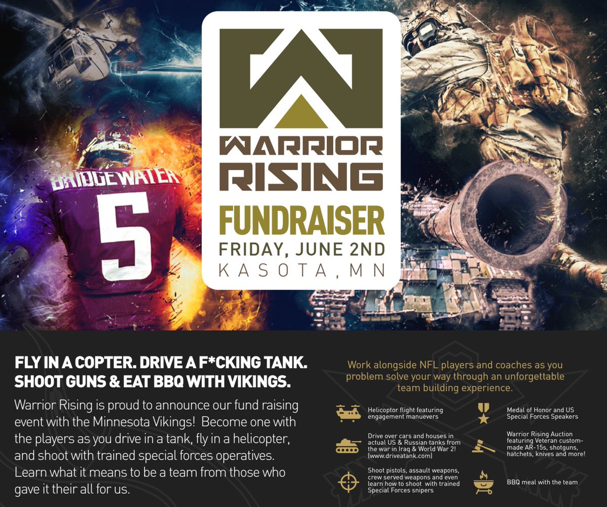 warriorrising's tweet image. Only a couple more days!  Warrior Rising is proud to be in partnership with the Minnesota Vikings... 

Full post: bit.ly/2rGiPys