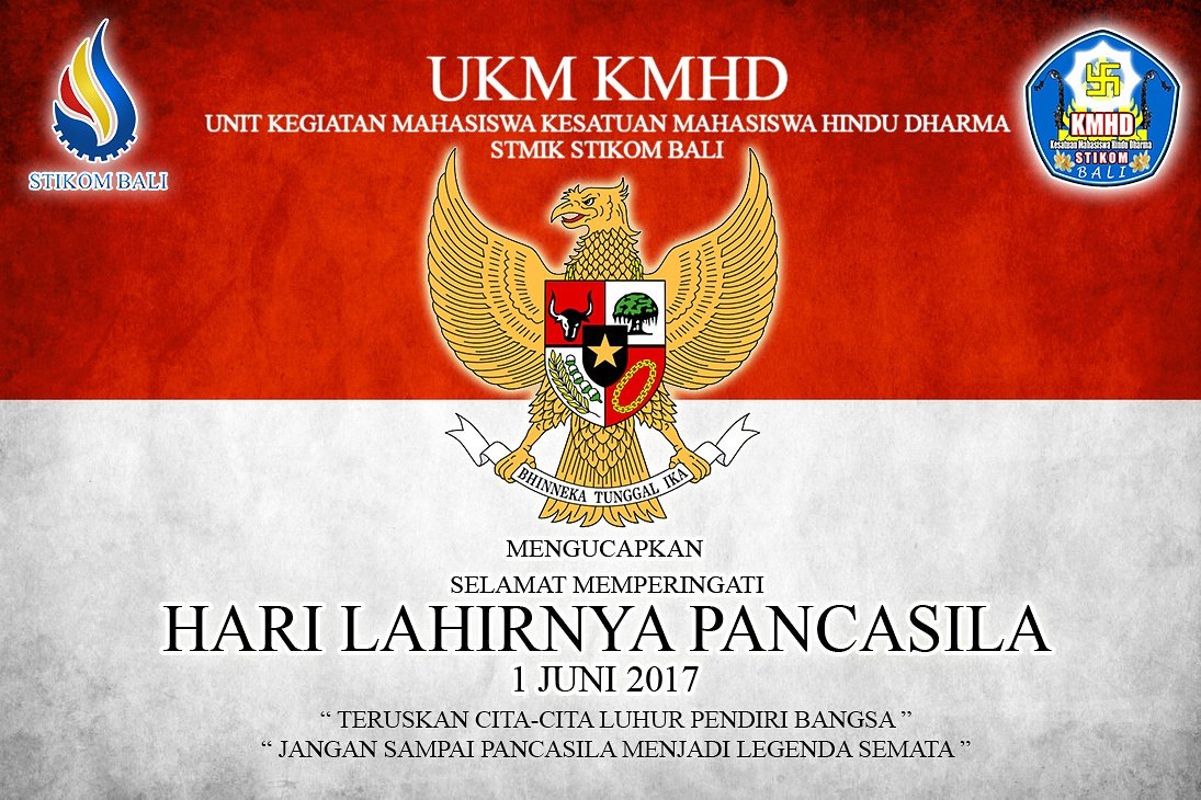 KMHD_STIKOMBali's tweet photo. UKM KMHD STMIK STIKOM Bali mengucapkan selamat memperingati hari lahirnya Pancasila
#SATYAMEVAJAYATE
#STIKOMBALI
#GOINSTITUTE https://t.co/jgNCLst1BE