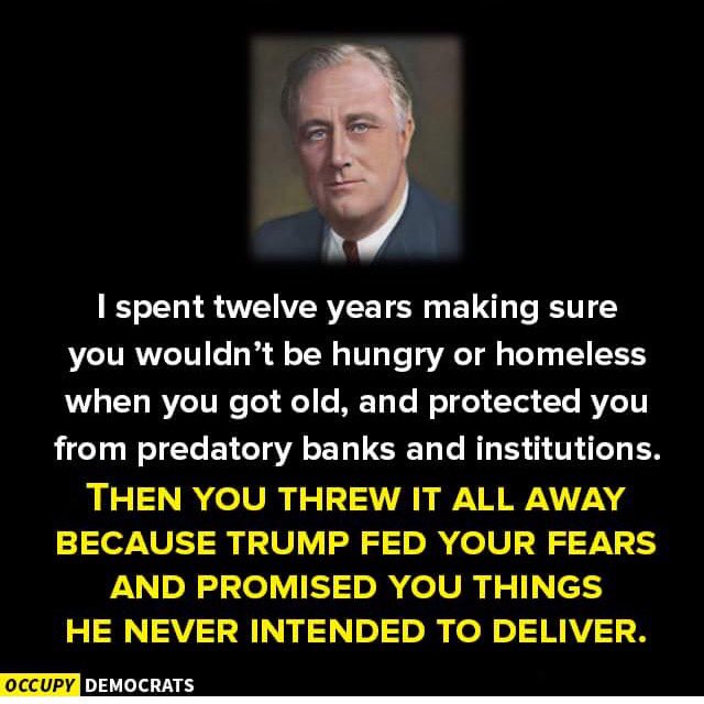jthene's tweet photo. 45 is only interesting in what benefits him! We have to stop it! #Resist #FDRWasTheRealDeal @Hawkesters @joekeene https://t.co/v1k95YAWCM