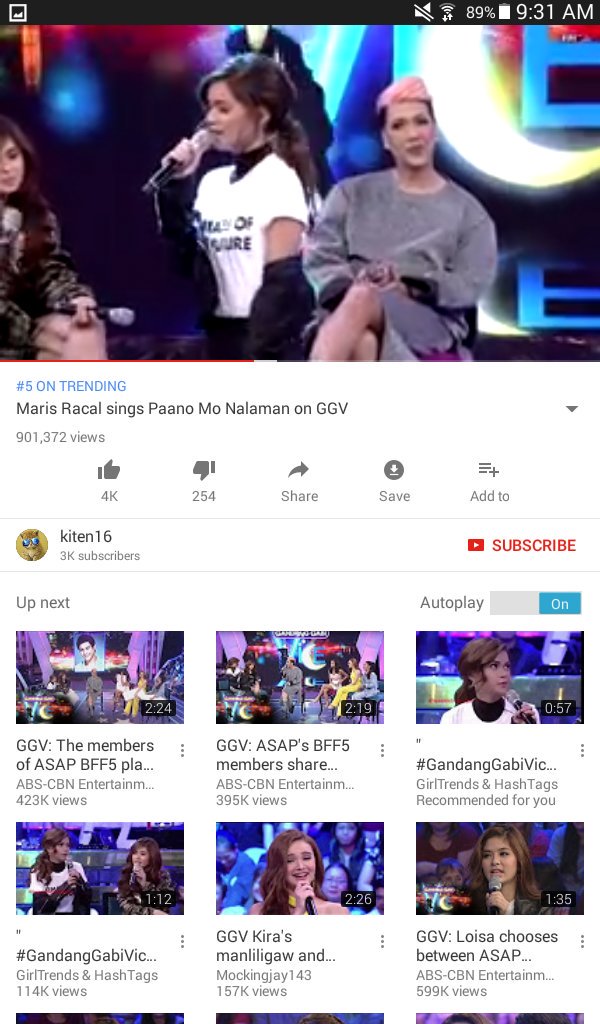 MariestellerCAP's tweet photo. No. 5 and No. 24 trending on YT #GGVBFFs @MissMarisRacal https://t.co/YvfMZAFUmk