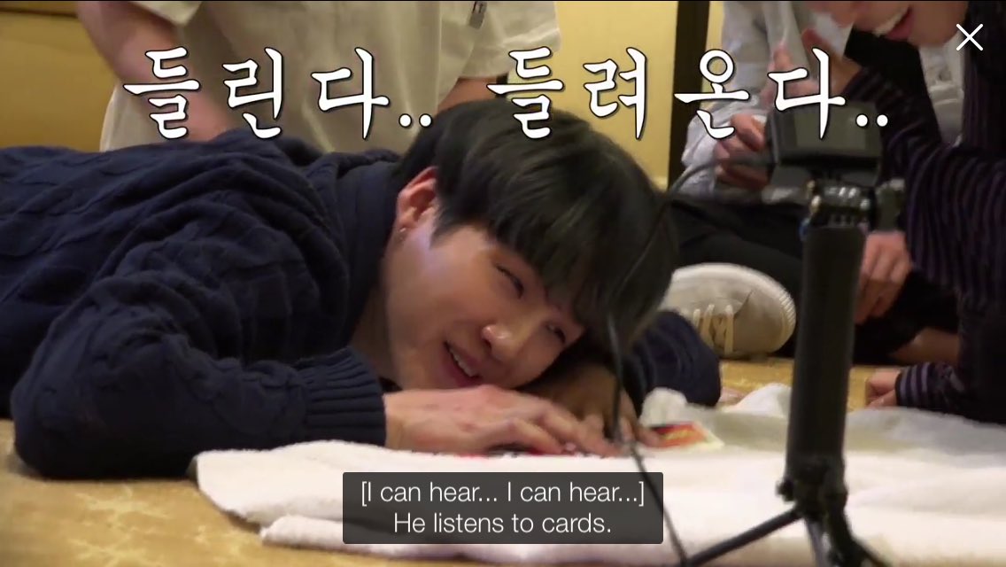 stephbangtan10's tweet photo. If your playing a game of uno use yoongi's strategy listen to the cards lol #RunBTSep21 https://t.co/KIo7m5Lmgf