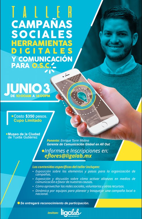 Participa en el taller de campañas sociales, herramientas digitales y comunicación para organizaciones de la sociedad civil en #Tuxtla