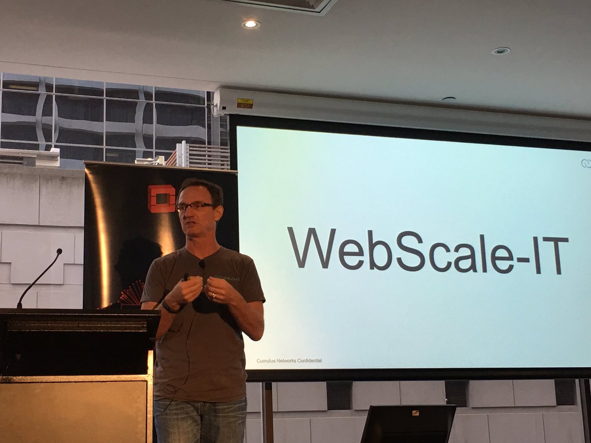 SudeepGoswami's tweet image. .@CumulusNetworks CTO @JRCumulus talking about #webscaleIT to #openstackdays users in Melbourne. Stop by our booth.