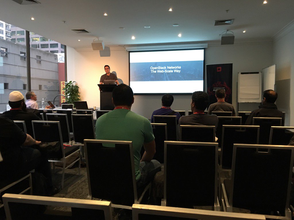 SuthSivapalan's tweet image. @slaffah presenting on OpenStack Networking in the Web-Scale era! #OpenStackAU #CumulusNetworks