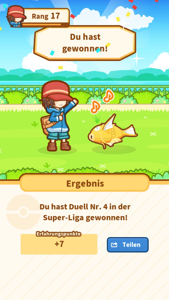 Klasse!
Mit einer Höhe von 45,63 m
hat Karpador den Sieg ersprungen! #Karpador koiking.jp/r/