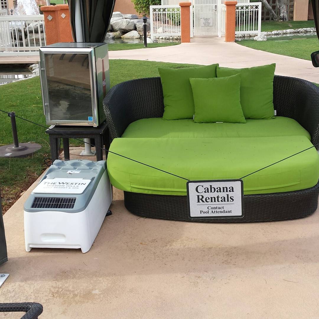 poolsafe1's tweet photo. Westin Mission Hills in Palm Springs California are  upping the guest experience with PoolSafes in their Cabanas and at their daybeds. https://t.co/6t3NvplIPz