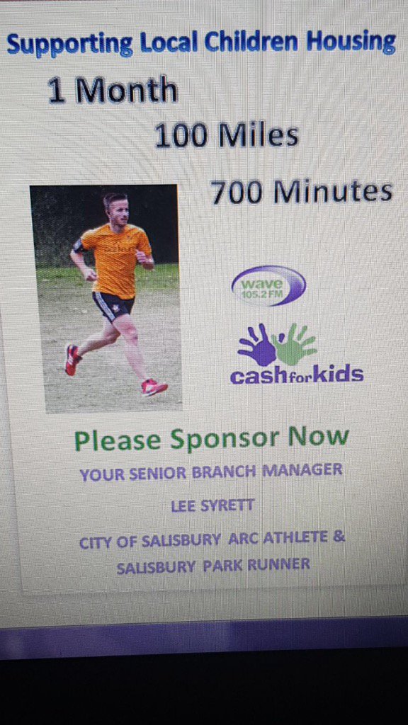 scoobysaints1's tweet photo. New challenge raising money 4 @wave105radio cash4kids in Salisbury. June, 100 miles sub 700 minutes @NBSemployees 👍🏃🏻 https://t.co/qVLEb6v9B1