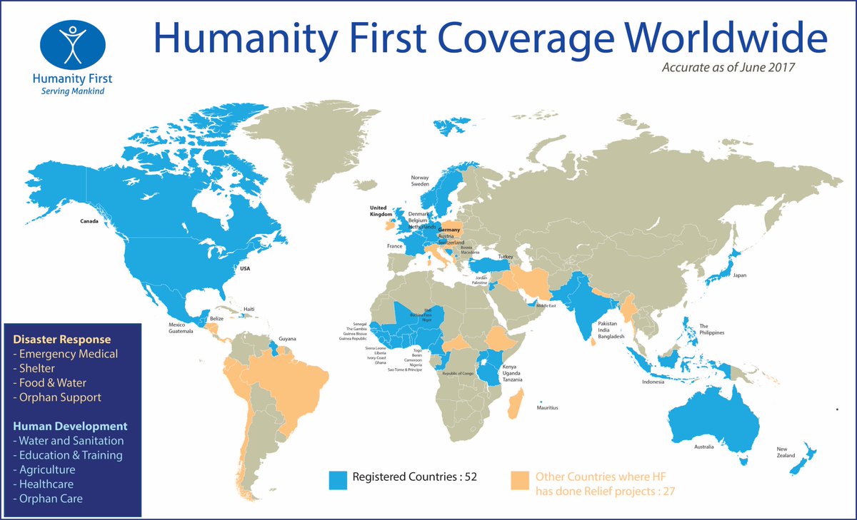 HumanityFirstUK's tweet image. With the recent additions of Belize and Cameroon, Humanity First is now registered in 52 countries across 6 continents!