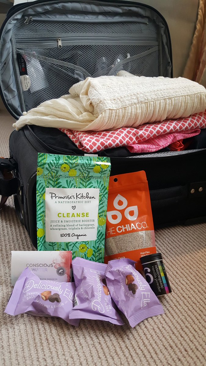AmbersCoaching's tweet photo. Summer travels: my essential packing  @DeliciouslyElla snacks, @PrimrosesKit juice powder, @TheChiaCompany with vanilla &amp; #consciouswater https://t.co/pg0C5esXuv
