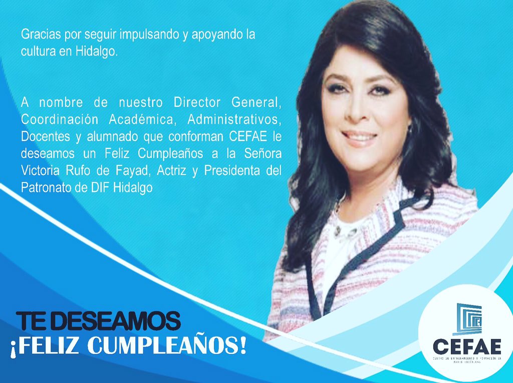cefae_pachuca's tweet photo. @victoriaruffo31 Gracias por seguir impulsando y apoyando la cultura en Hidalgo @difhgo  #FelizCumpleaños https://t.co/UWlXCJAsWT
