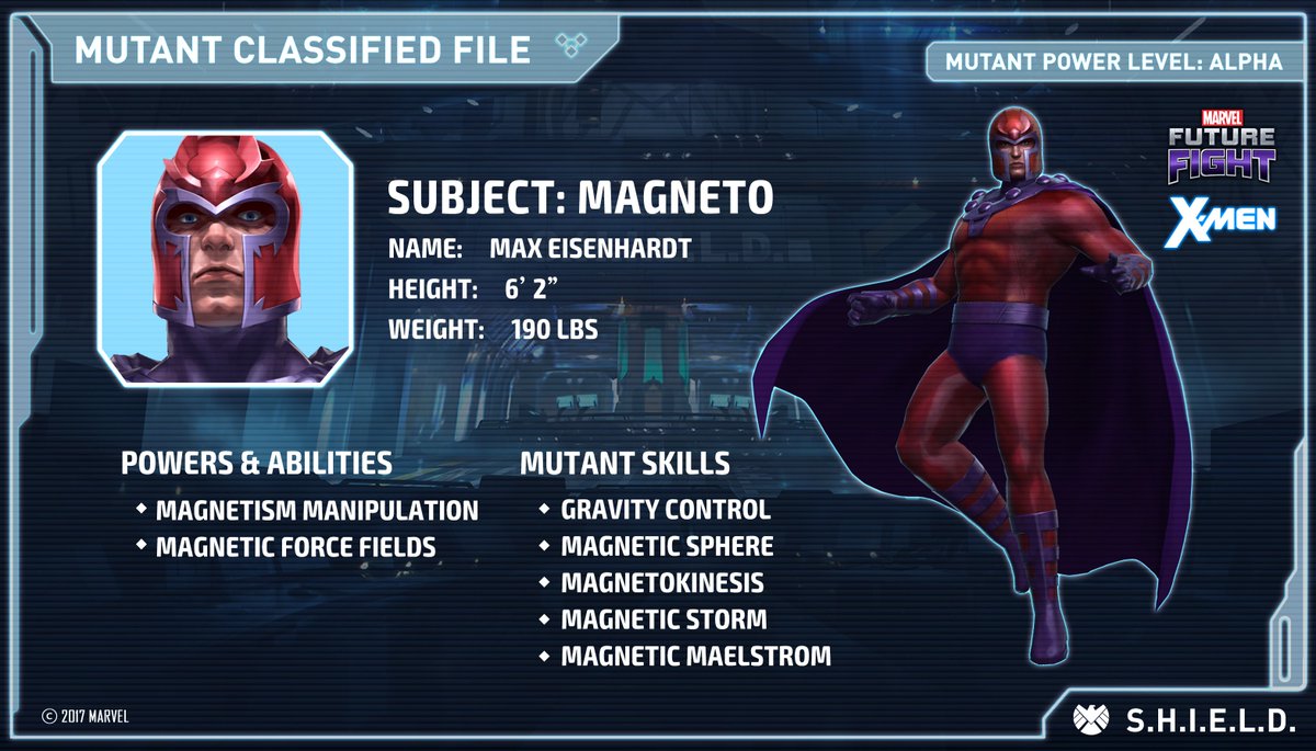 Possibly the biggest threat, and enemy of the X-Men, Magneto wields the ability to manipulate magnetic force fields.