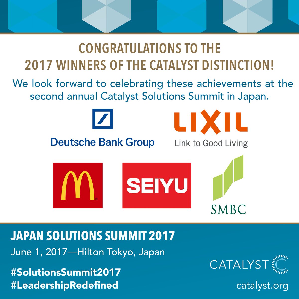 CatalystInc's tweet photo. We’re in #Tokyo for the #SolutionsSummit2017 where we’re celebrating the winners of the Catalyst Distinction! #LeadershipRedefined https://t.co/PEppXgcuZr