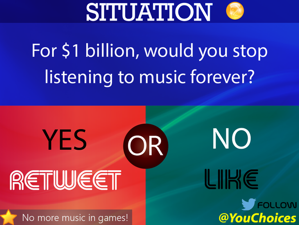 YouChoices's tweet photo. No more music? https://t.co/L9chCzdTD3
