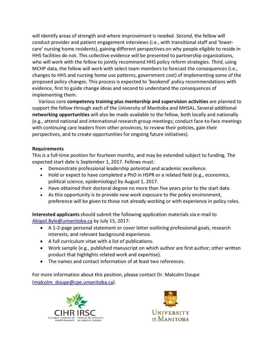 #postdoc fellowship #CIHR #HealthPolicy
<a href="/Uofmanitoba/">U of Manitoba</a>