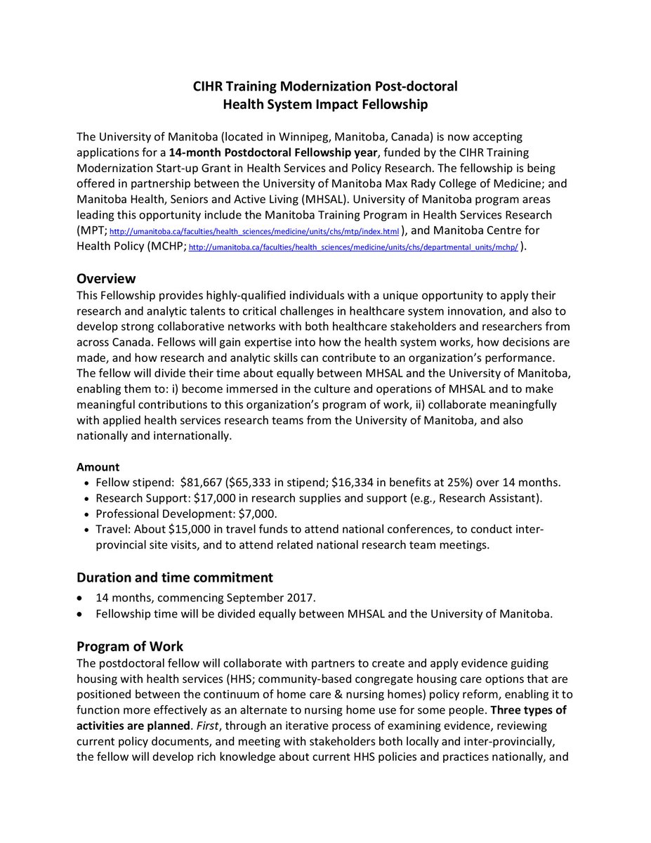 pihcin's tweet photo. #postdoc fellowship #CIHR #HealthPolicy
@Uofmanitoba https://t.co/OR2N0ufZFJ