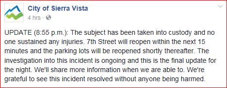 CCFirenIncident's tweet photo. #UPDATE (8:55 p.m.): #SVPolice #7thStreet from #ClarkDrive to #CharlesDrive #Open #SierraVista https://t.co/i82arTo2FS