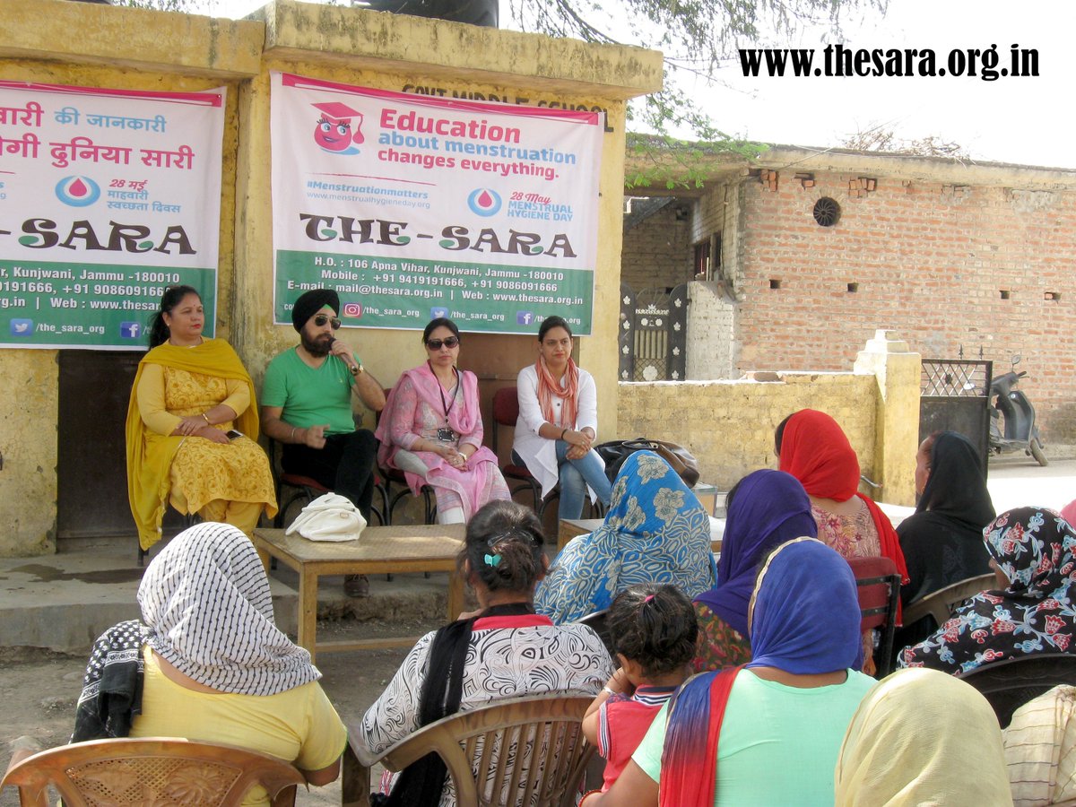 ngothesara's tweet photo. 'THE - SARA' on #MHD2017 organized Awareness Talk on #MenstrualHygiene & distributed sanitary pads at Ismailpur Jammu. #menstruationmatters https://t.co/elMEL2Wrr4
