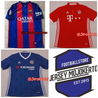 Ambil semua hanya 135 ribu blm ongkir 
Musim 16/17

Barca home man size M
Munchen home man size M
Chelsea home man size L / setara size M