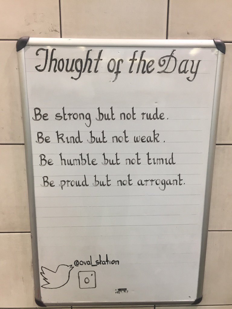 Thursday 1st June Thought Of The Day From Oval Station