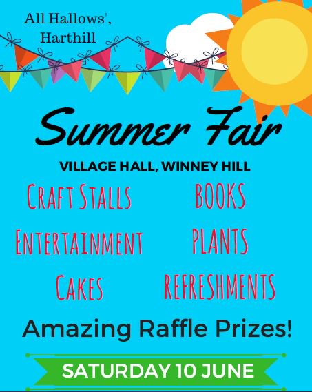 RVSAreaAssembly's tweet photo. Come along to #Harthill for their summer #fair. Sat 10th June.
#rotherham #craft #cakes https://t.co/6fISe5S0MQ