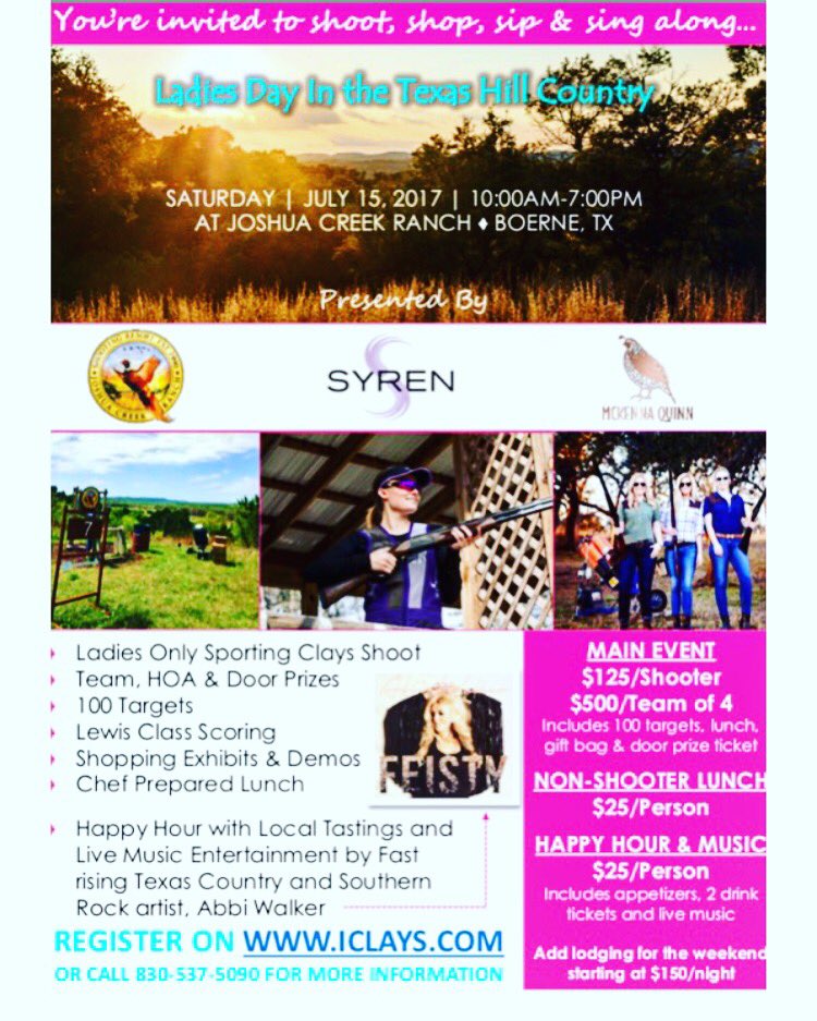 ShopMckennaQ's tweet photo. We are excited to co host the first #LadiesDay at Joshua Creek Ranch. #getoutdoors https://t.co/ai0yBztvdv