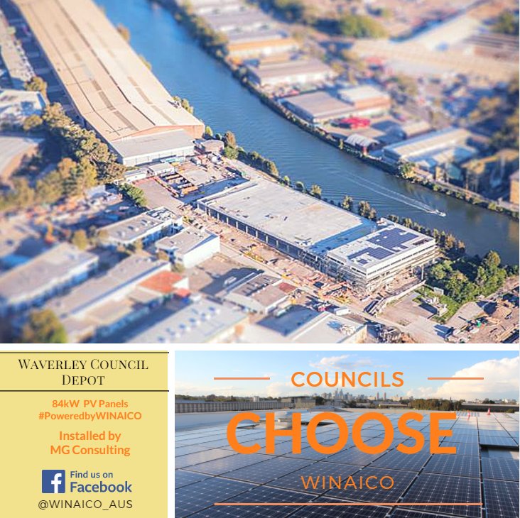 WINAICO_AUS's tweet photo. The best use of large roof areas? Solar of course!
Waverley Council #ChooseWINAICO for the the Waverley Council Depot. 
#PoweredbyWINAICO https://t.co/RXyzKZCnet