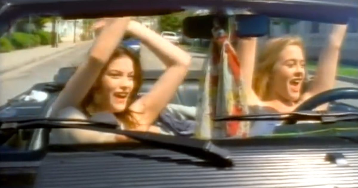 vogue80s's tweet photo. Liv Tyler and Alicia Silverstone in Aerosmith's "Crazy" music video, 1994. https://t.co/tjPjtRML02