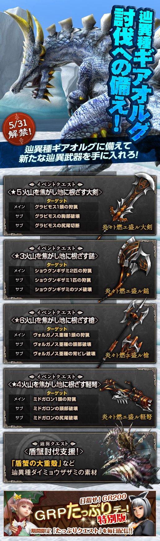 Uzivatel Mhf ｚ 公式ツイート Na Twitteru 辿異種ギアオルグ討伐への備え 実施中のイベントクエストで辿 異スキル 耐震強化 を備えた辿異武器 炎々ト燃エ盛ルシリーズ を手に入れて辿異種ギアオルグに挑戦しよう Https T Co Jlup8ox1a2 Mhf