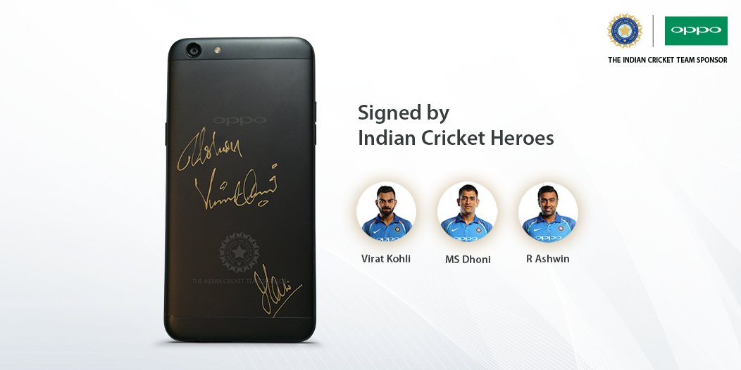 OPPOIndia's tweet photo. Chance 2 win #OPPOF3 BCCI Limited Edition signed by ur favourite cricketers.
Auction starts on June 3rd, 9:30 am onwards.
#CT17SelfieExpert https://t.co/aciv7E0FCH