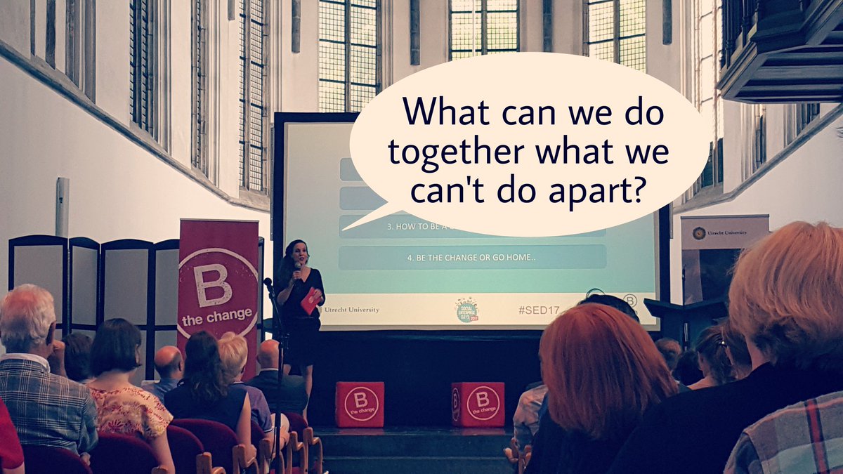Great call to action from <a href="/HubertineR/">Hubertine Roessingh</a> to move beyond the silos and start looking for the unlikely allies. Individual -> collaboration #sed17