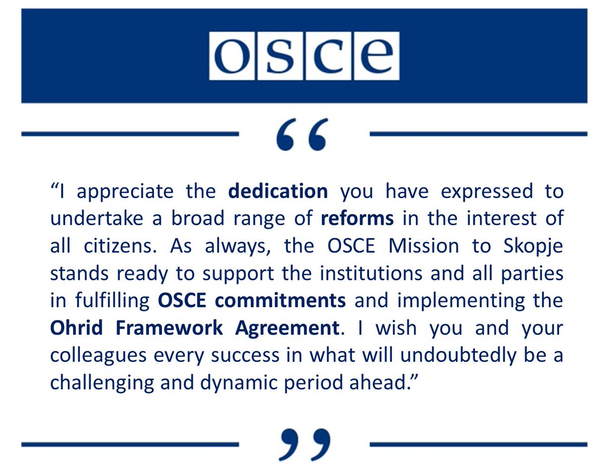 OSCE_Skopje's tweet photo. Head of @OSCE_Skopje @ninasuomalainen sent a letter of congratulations to newly elected Prime Minister @Zoran_Zaev https://t.co/WtyGCP6e7U
