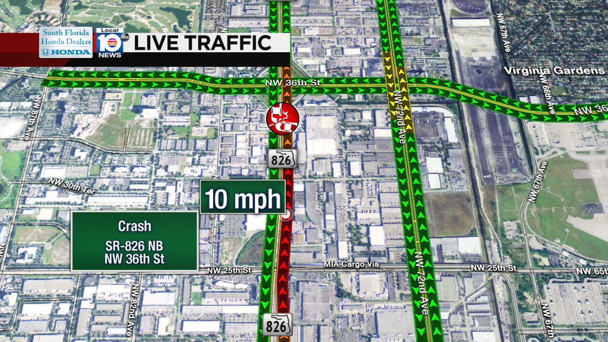 Crash on SR-826 NB at NW 36th St #traffic https://t.co/0HnHXJxOqr