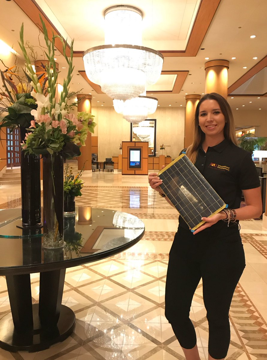 ASUResearch's tweet image. .@ASUEngineering's Brittany Blevins is ready to show off the SolarSPELL digital library! #SIDWConference