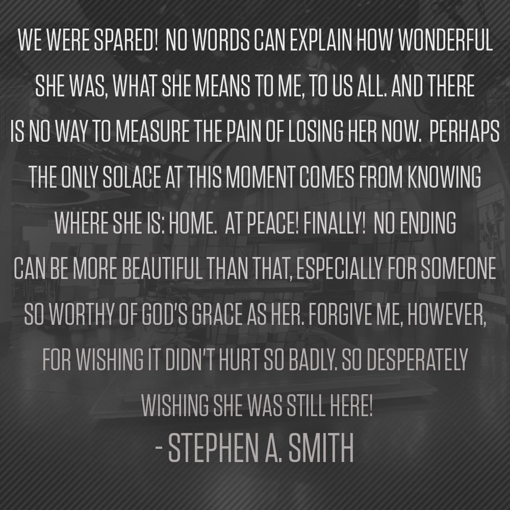 This morning Stephen A. Smith's mother, Smith, passed away. Here