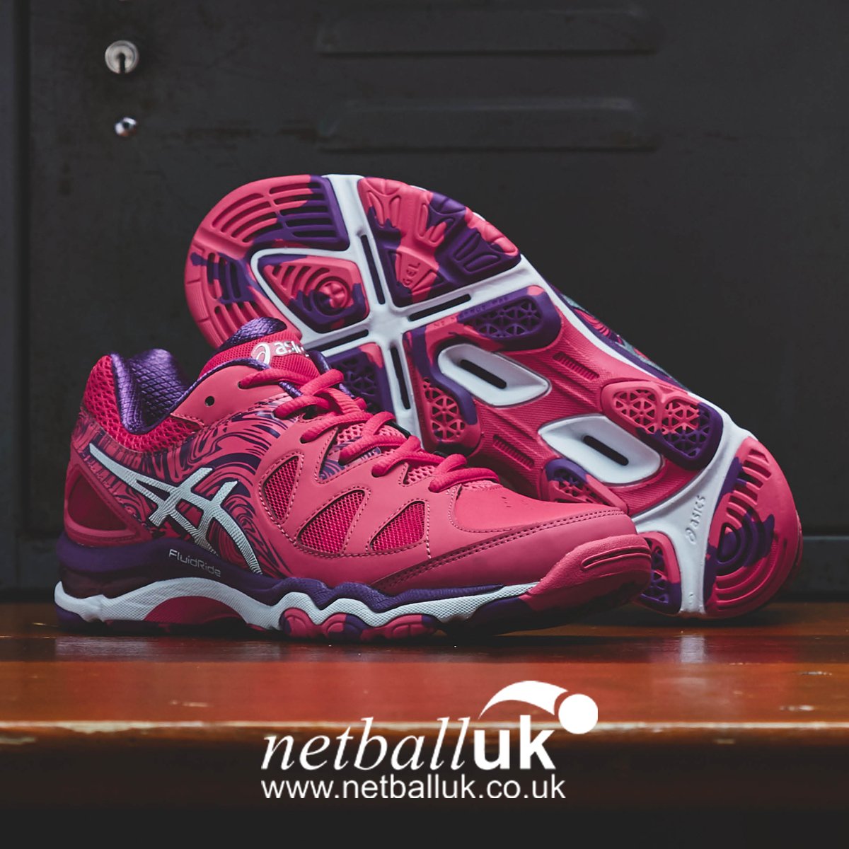 pink asics netball trainers