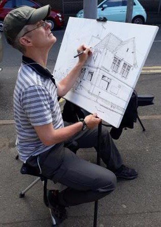 DavidCoxArt's tweet photo. Came across this guy in the initial stages of a painting of Gordon Bennetts @GBSurbiton.He is Wade McKenzie (Fine Art). @SurbitonShops https://t.co/DJzPxAIFtP