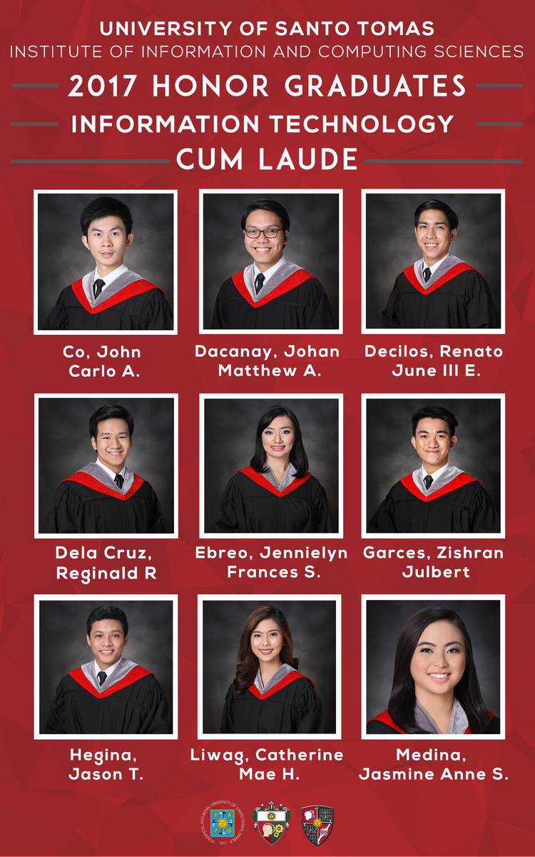 usticssc's tweet photo. The following students from the Information Technology department will be graduating with latin honors.

Congratulations! https://t.co/EQNrEIo4rY